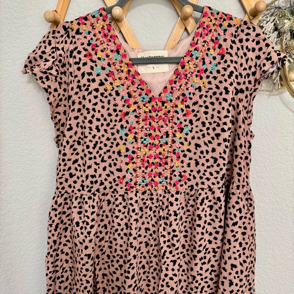 Savanna Jane Boho Leopard Rayon Blend Colorful Print Shift Dress Size L - Picture 5 of 8